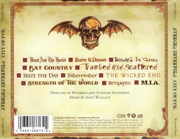 Avenged Sevenfold - City of Evil (New CD) - Mad World Records