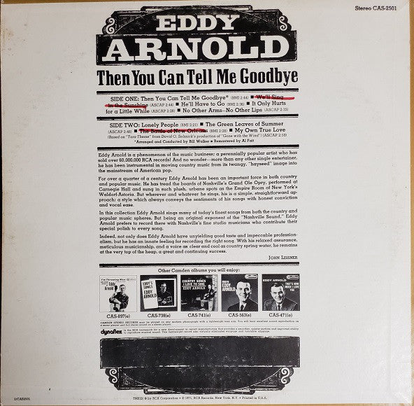 Eddy Arnold - Then You Can Tell Me Goodbye (Used CD) - Mad World Records