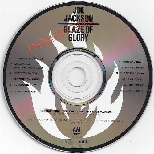 Joe Jackson - Blaze of Glory (Used CD) - Mad World Records