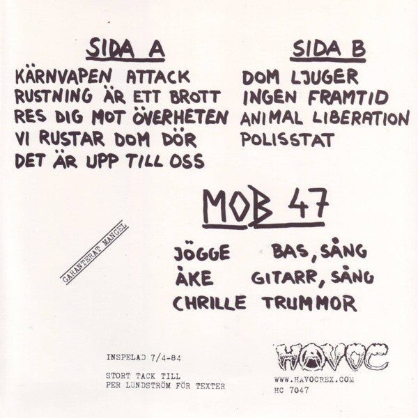 Mob 47 - EP (Used 7") - Mad World Records