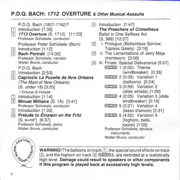 P.D.Q. Bach - 1712 Overture & Other Musical Assaults (Used CD) - Mad World Records