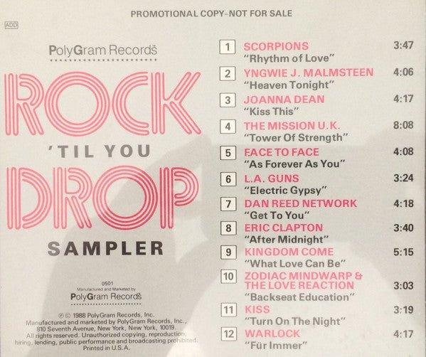 Various Artists - Rock 'Til You Drop (Promo) (Used CD) - Mad World Records