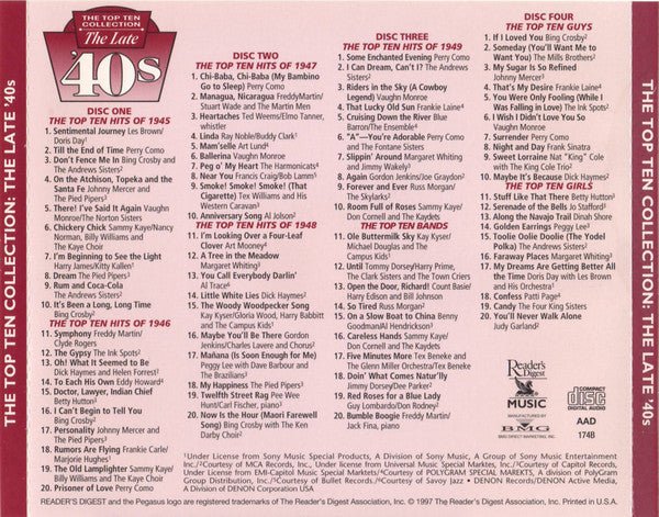 Various Artists - The Top Ten Collection: The Late '40s [4CDs] (Used CD) - Mad World Records