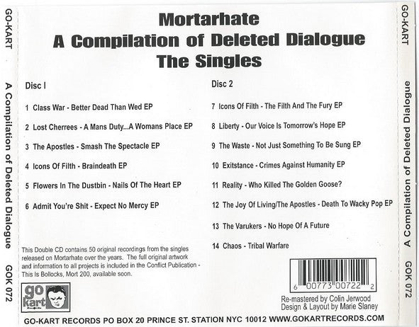 Various Punk - Mortarhate: A Compilation Of Deleted Dialogue (The Singles) [2CD] (Used CD) - Mad World Records