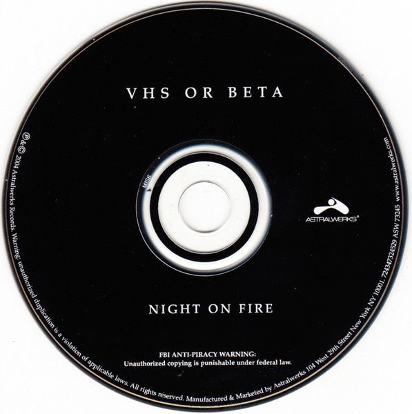 VHS or Beta - Night On Fire (Used CD) - Mad World Records